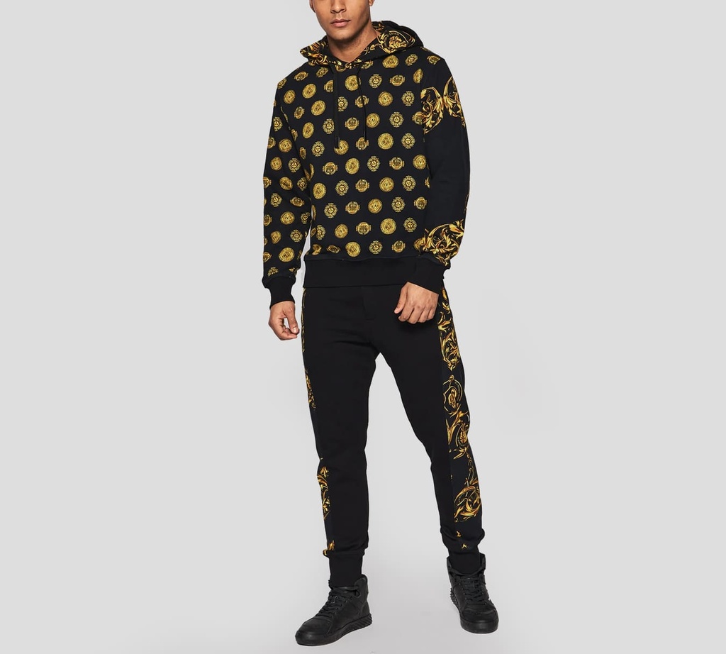 Versace Jeans Couture - SWEATER HOODIE CON ESTAMPADO GARLAND Y DE MONEDAS
