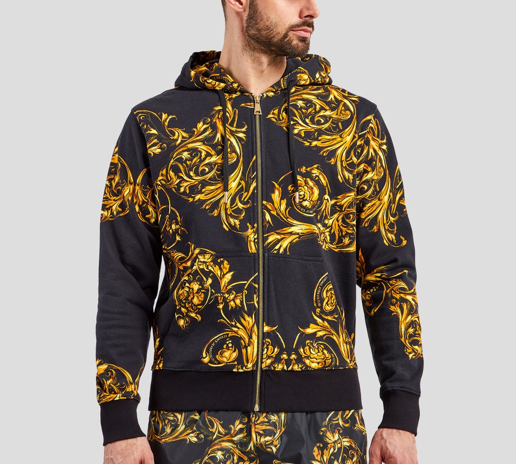 Versace Jeans Couture - HOODIE DE CIERRE Y DOBLE BOLSILLO FRONTAL CON ESTAMPADO GARLAND