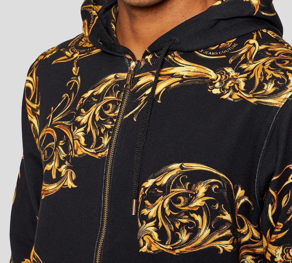 Versace Jeans Couture - HOODIE DE CIERRE Y DOBLE BOLSILLO FRONTAL CON ESTAMPADO GARLAND