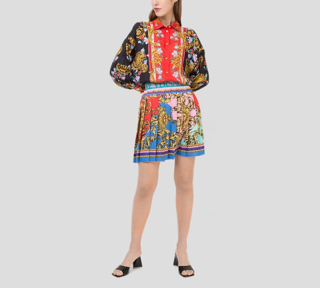 Versace Jeans Couture - BLUSA BICOLOR CON ESTAMPADO GARLAND FLOREADO