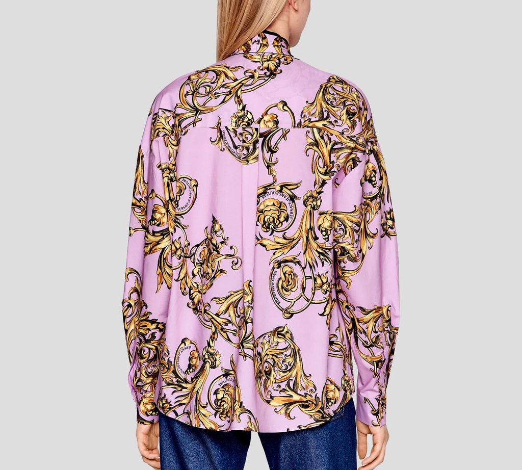 versace Jeans Couture - CAMISA MANGA LARGA CON BUFANDA FINA Y ESTAMPADO GARLAND
