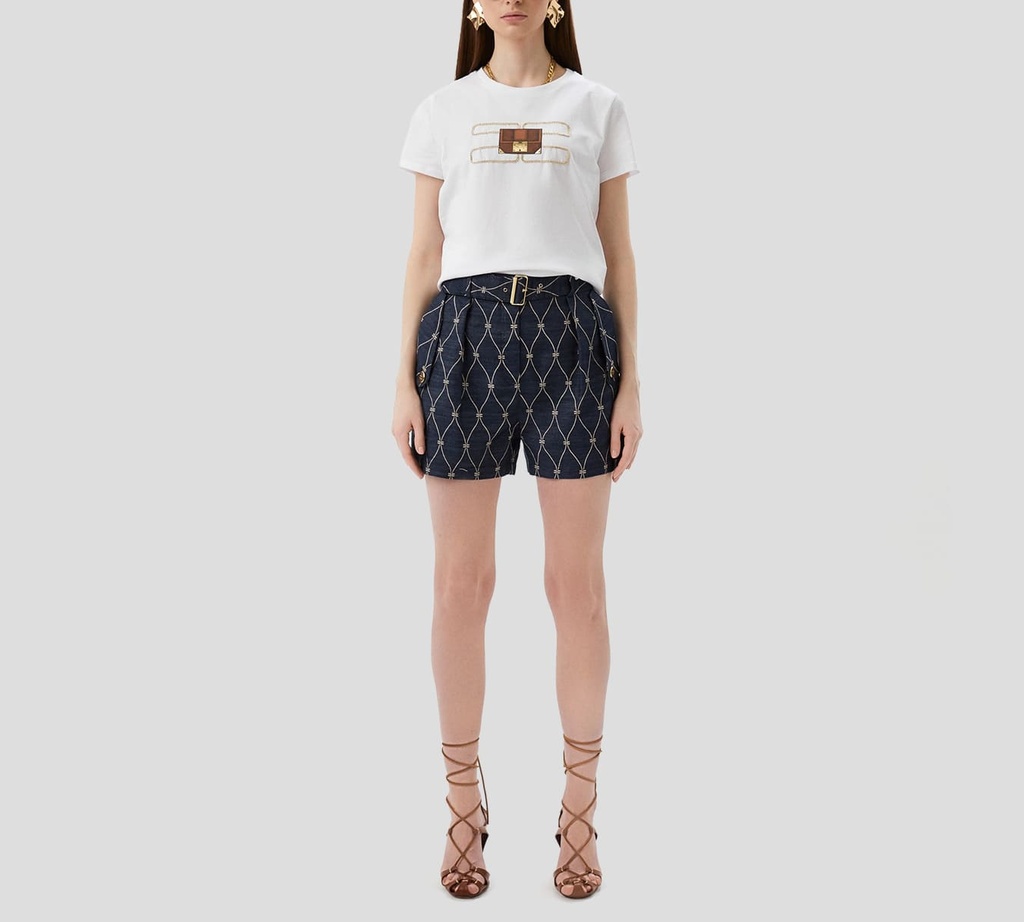Elisabetta Franchi - SHORT CON CINTURON DE TELA
