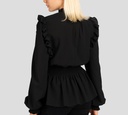 Versace Jeans Couture - BLUSA MANGA LARGA DE CREPÉ CON ELÁSTICOS EN CINTURA Y PUÑOS