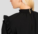 Versace Jeans Couture - BLUSA MANGA LARGA DE CREPÉ CON ELÁSTICOS EN CINTURA Y PUÑOS