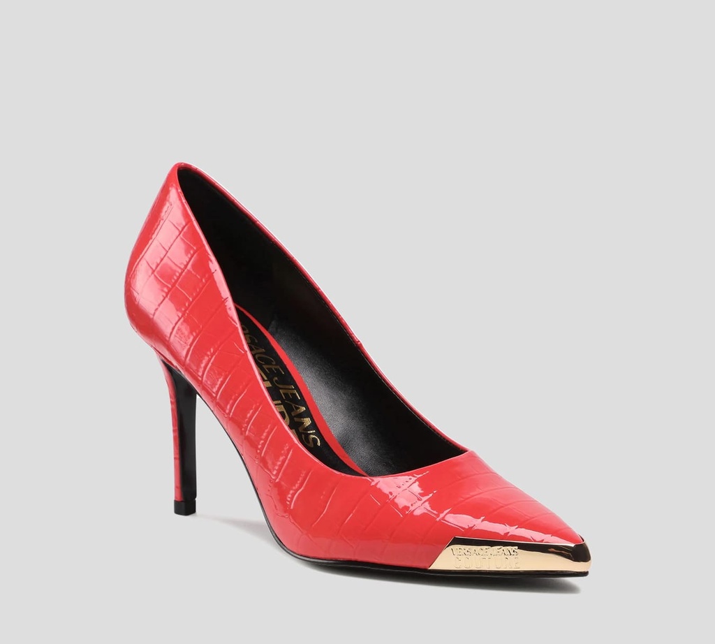 Versace Jeans Couture - STILLETO PATENTE CON IMITACIÓN DE PIEL Y PUNTA METÁLICA