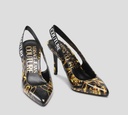 Versace Jeans Couture - STILETTO MULES PATENTES CON ESTAMPADO GARLAND Y BANDA ELÁSTICA AL TALÓN