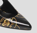 Versace Jeans Couture - STILETTO MULES PATENTES CON ESTAMPADO GARLAND Y BANDA ELÁSTICA AL TALÓN