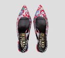 Versace Jeans couture - STILETTO MULES PATENTES CON ESTAMPADO FLOREADO Y BANDA ELÁSTICA AL TALÓN