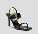 Versace Jeans Couture - SANDALIAS PUNTA CUADRADA CON AMARRE AL TALÓN Y HEBILLA DORADA LATERAL
