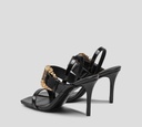 Versace Jeans Couture - SANDALIAS PUNTA CUADRADA CON AMARRE AL TALÓN Y HEBILLA DORADA LATERAL