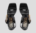 Versace Jeans Couture - SANDALIAS PUNTA CUADRADA CON AMARRE AL TALÓN Y HEBILLA DORADA LATERAL