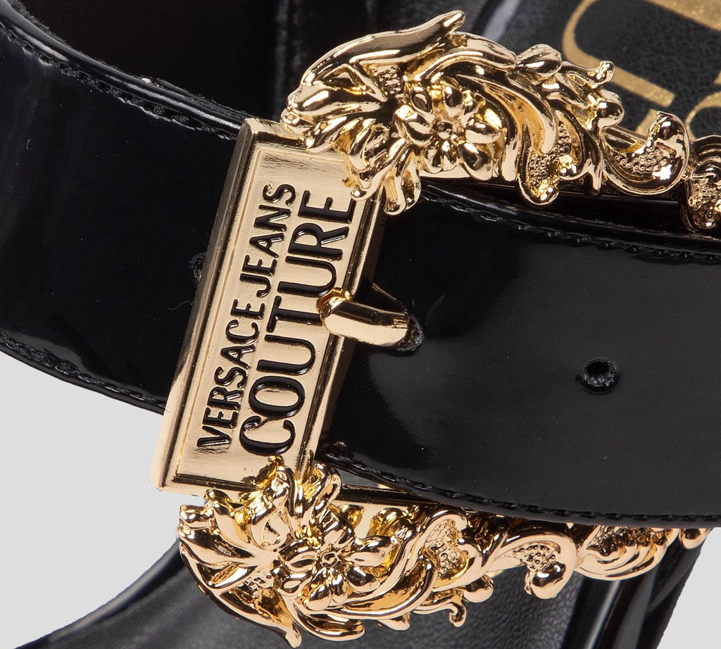 Versace Jeans Couture - SANDALIAS PUNTA CUADRADA CON AMARRE AL TALÓN Y HEBILLA DORADA LATERAL