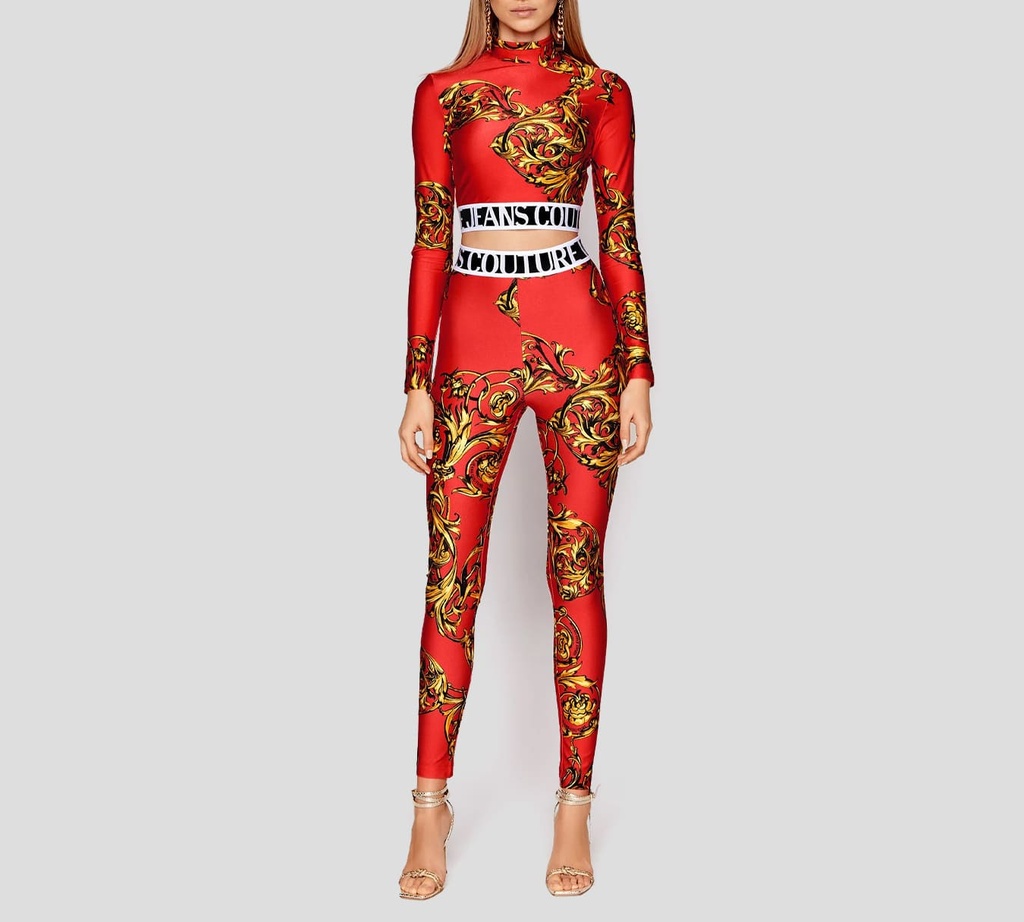 Versace Jeans Couture - CROP TOP DE LYCRA CON ESTAMPADO GARLAND Y CIERRE EN LA ESPALDA