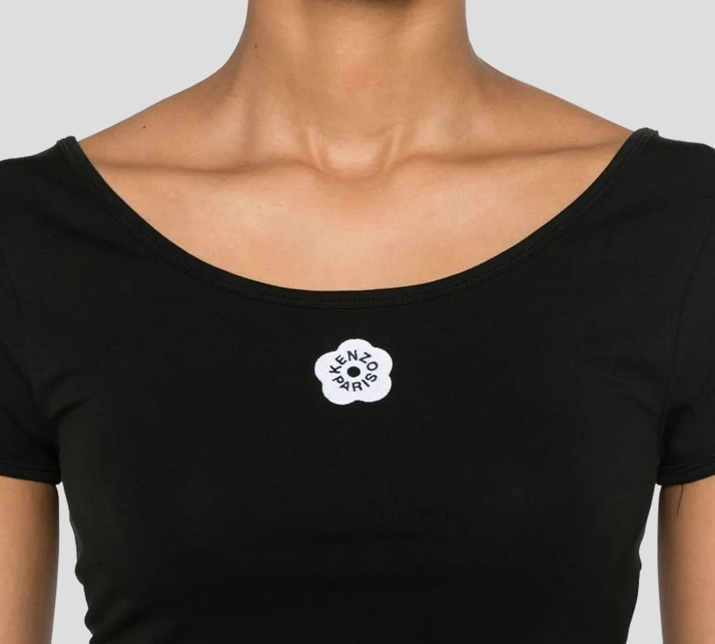 Kenzo - CROP TOP STRETCH MANGA CORTA CON ESPALDA DESCUBIERTA