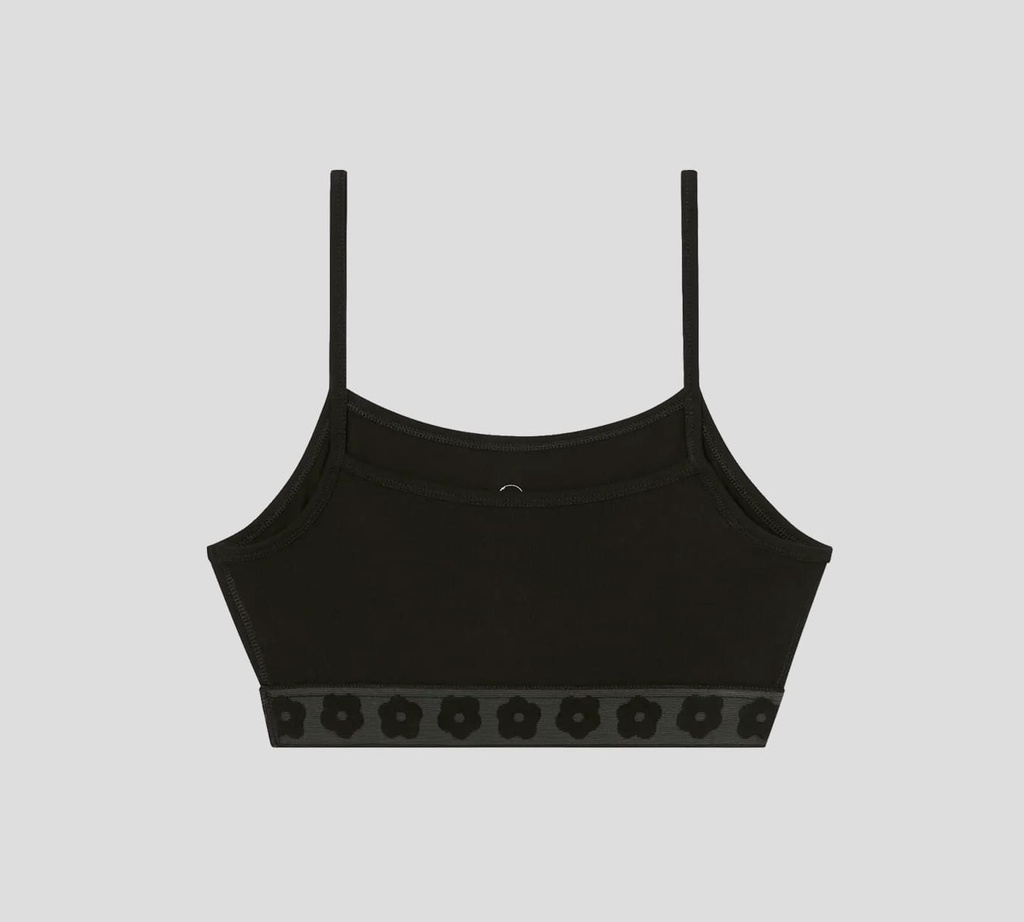 Kenzo - TOP DEPORTIVO CON BANDA ELASTICA BAJO EL BUSTO Y FLORES EN RELIEVE