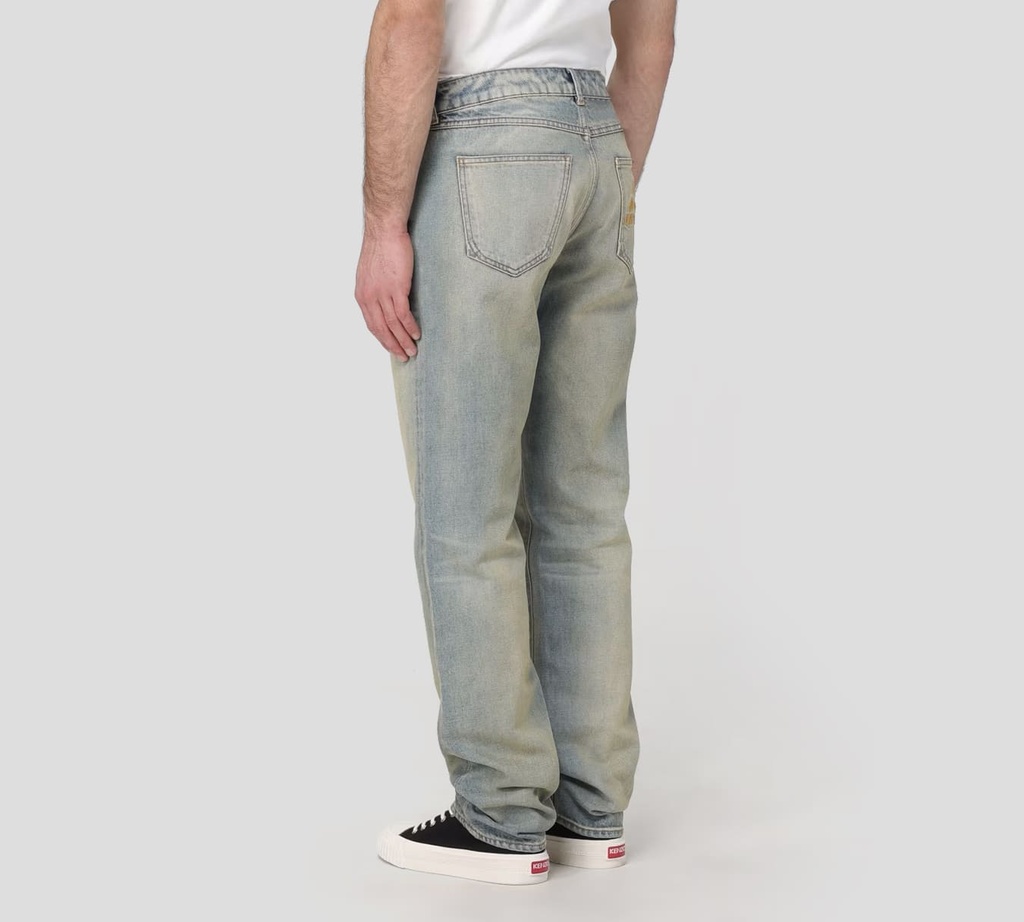 Kenzo - JEAN CORTE RECTO CON LETRAS BORDADAS SOBRE BOLSILLO TRASERO