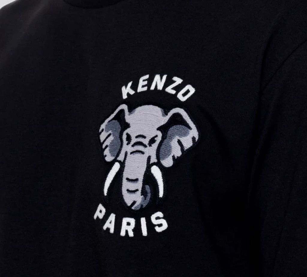Kenzo - FRANELA CUELLO REDONDO CON ELEFANTE BORDADO SOBRE EL PECHO