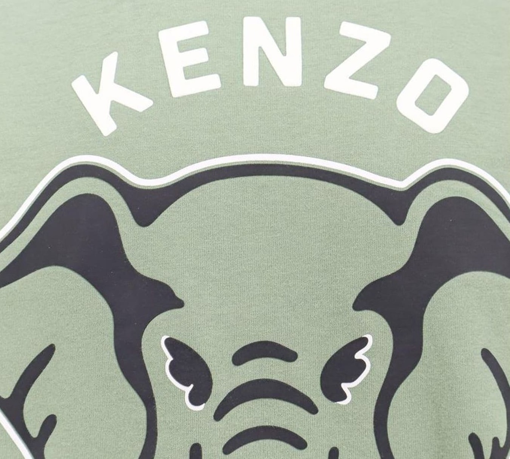 Kenzo - FRANELA CUELLO REDONDO CON ESTAMPADO DE ELEFANTE FRONTAL