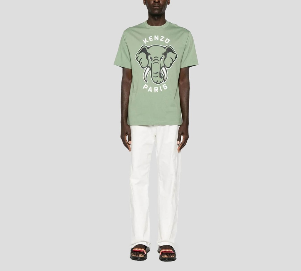 Kenzo - FRANELA CUELLO REDONDO CON ESTAMPADO DE ELEFANTE FRONTAL