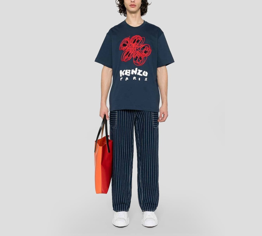 kenzo - FRANELA CUELLO REDONDO CON AMAPOLA FRONTAL BORDADA EN GRANDE