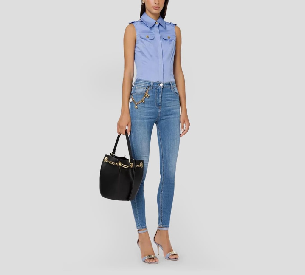 Elisabetta Franchi - JEANS CON CADENA DORADA