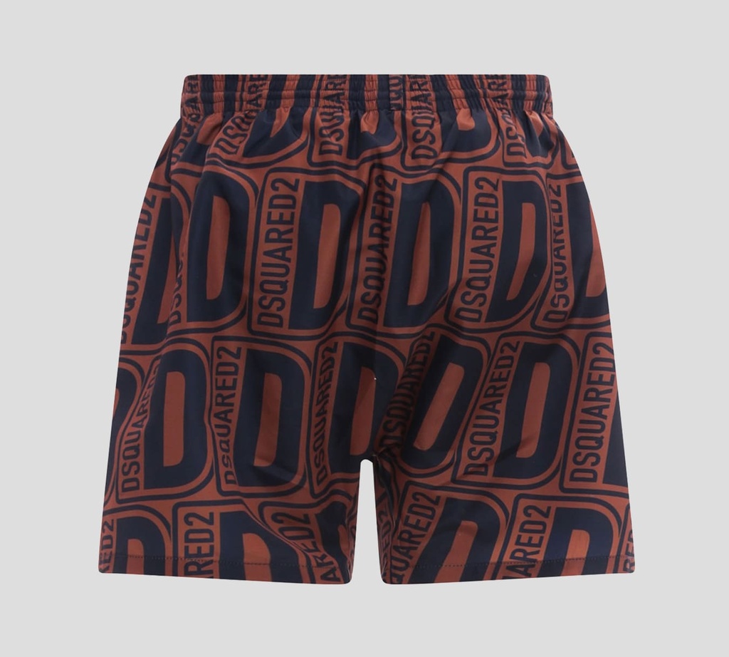 Dsquared2 - SHORT DE PLAYA MIDI CON PATRÓN DE LOGO