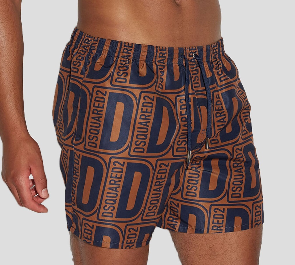 Dsquared2 - SHORT DE PLAYA MIDI CON PATRÓN DE LOGO