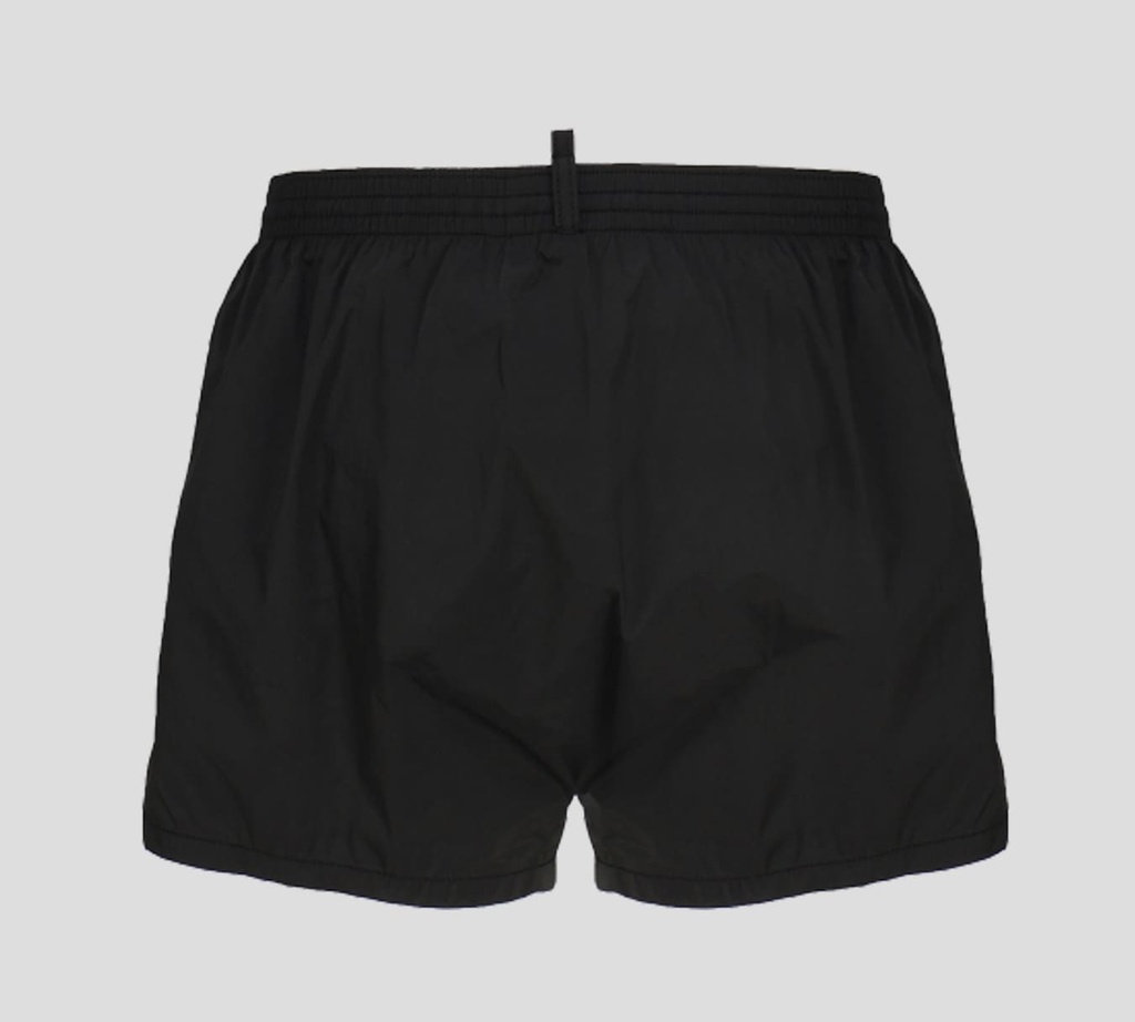 Dsquared2 - SHORT DE PLAYA MIDI, NEGRO CON LOGO MULTICOLOR