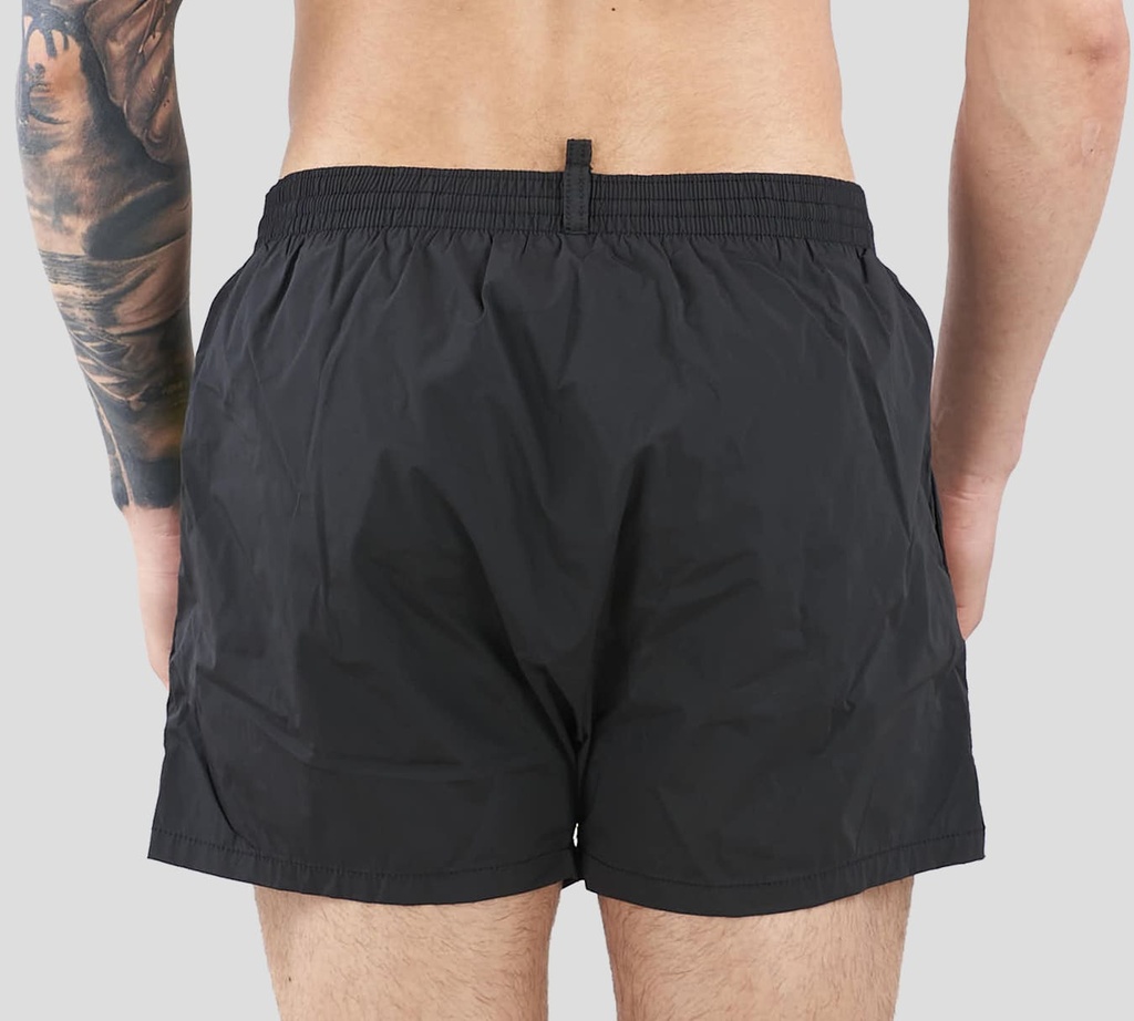Dsquared2 - SHORT DE PLAYA MIDI, NEGRO CON LOGO MULTICOLOR