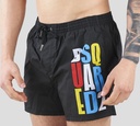 Dsquared2 - SHORT DE PLAYA MIDI, NEGRO CON LOGO MULTICOLOR