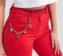 Elisabetta Franchi - JEANS ROJO CON CADENA DORADA