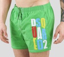 Dsquared2 - SHORT DE PLAYA MIDI, VERDE CON LETRAS MULTICOLOR