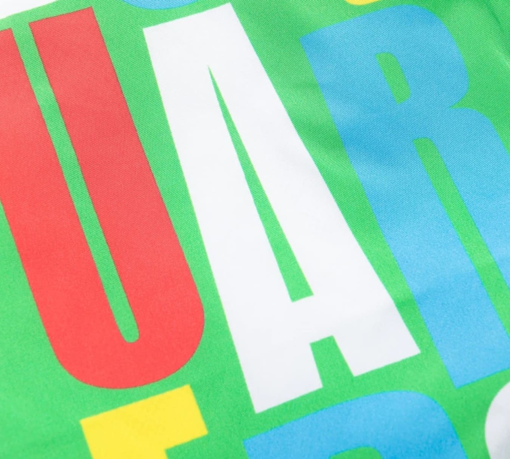Dsquared2 - SHORT DE PLAYA MIDI, VERDE CON LETRAS MULTICOLOR
