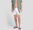 Dsquared2 - SHORT DE PLAYA MIDI, BLANCO CON LETRAS MULTICOLOR