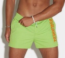 Dsquared2 - SHORT DE PLAYA MIDI. VERDE CON LETRAS ROSADAS