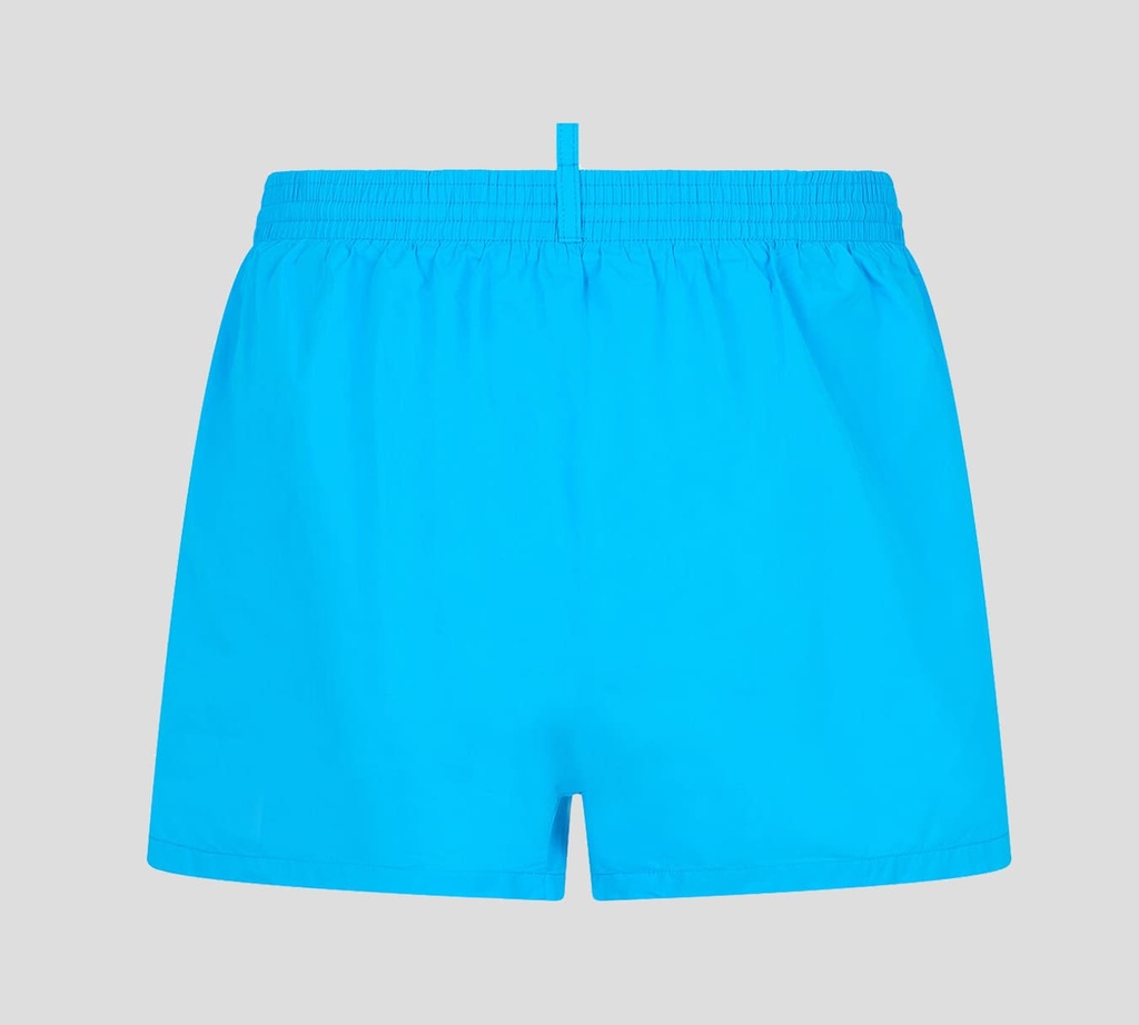 Dsquared2 - SHORT DE PLAYA MIDI, AZUL CON LETRAS AMARILLAS