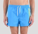 Dsquared2 - SHORT DE PLAYA MIDI, AZUL CON LETRAS AMARILLAS