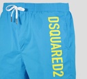 Dsquared2 - SHORT DE PLAYA MIDI, AZUL CON LETRAS AMARILLAS