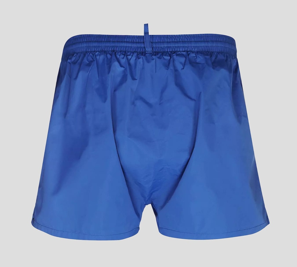Dsquared2 - SHORT DE PLAYA MIDI, AZUL CON LETRAS VERDES