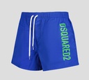 Dsquared2 - SHORT DE PLAYA MIDI, AZUL CON LETRAS VERDES