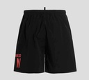 Dsquared2 -SHORT DE PLAYA NEGRO CON LETRAS ICON ROSADAS