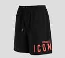 Dsquared2 -SHORT DE PLAYA NEGRO CON LETRAS ICON ROSADAS