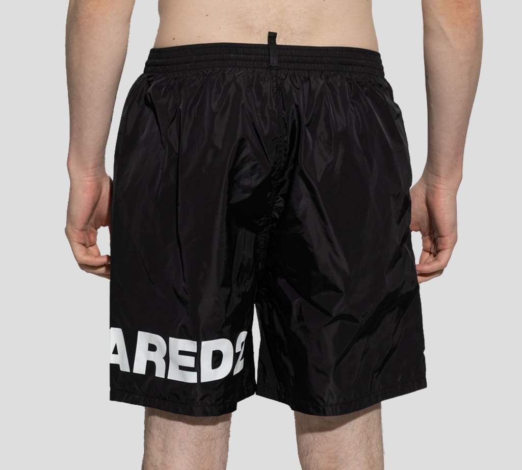 Dsquared2 - SHORT DE PLAYA NEGRO CON LETRAS BLANCAS 690