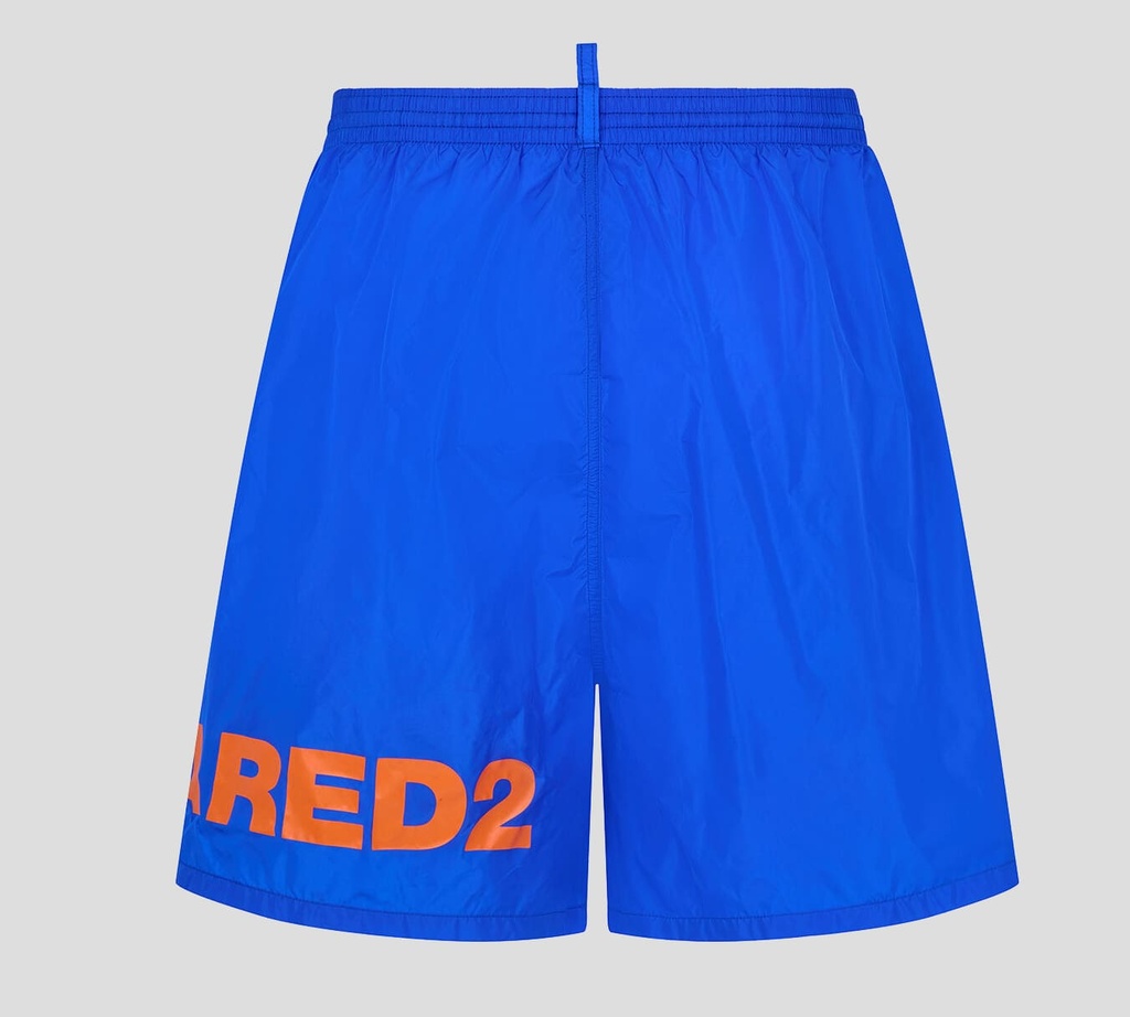 Dsquared2 - SHORT DE PLAYA AZULCON LETRAS NARANJA