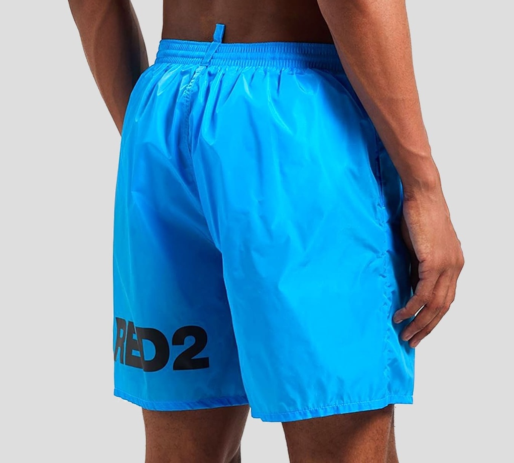 Dsquared2 - SHORT DE PLAYA AZUL CON LETRAS NEGRAS