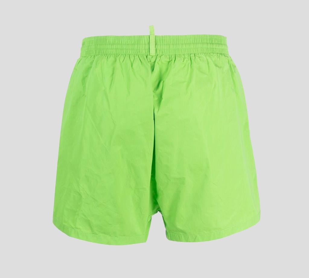 Dsquared2 - SHORT DE PLAYA VERDE CON LETRAS NARANJAS
