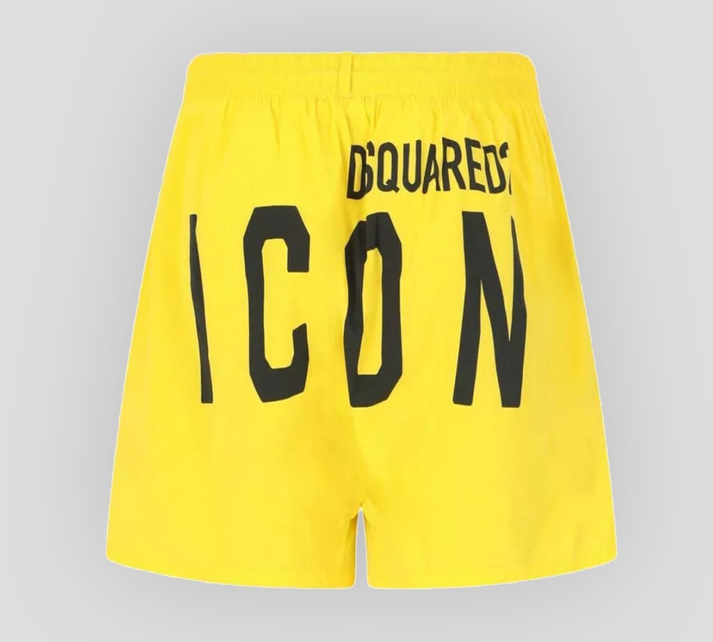 Dsquared2 - SHORT DE PLAYA AMARILLO CON LETRAS NEGRAS