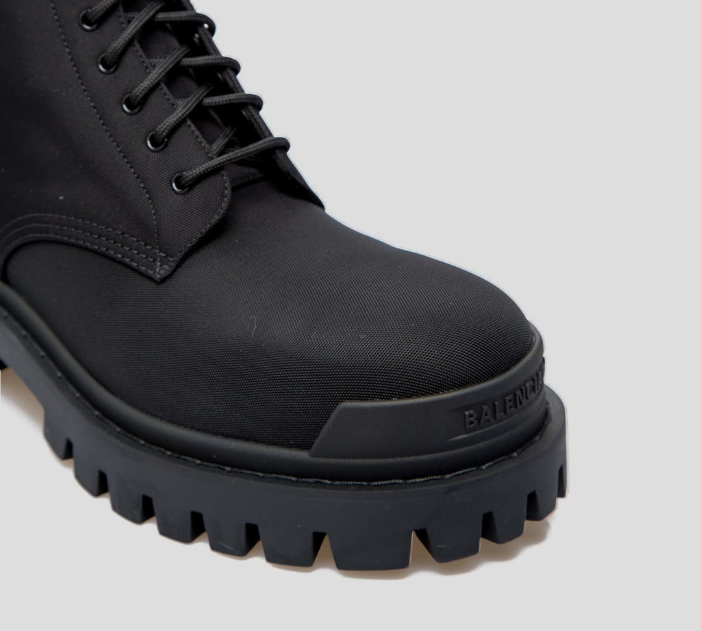 Balenciaga - BOTAS DE COMBATE EN LONA CON SUELA GRUESA Y PUNTA DE HIERRO