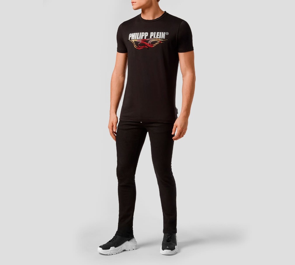 Philipp Plein - FRANELA PP COLOR MARRÓN OSCURO CON LOGO EN PEDRERÍA