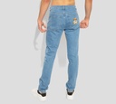 Moschino - JEAN AZUL "BEAR" CON BORDADO ROJO
